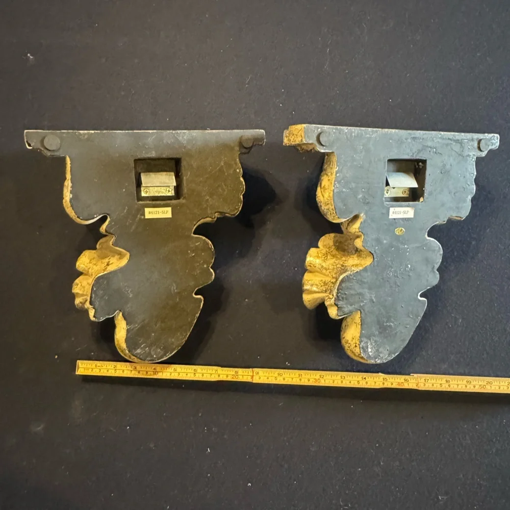 Pair of Elegant Gold and Silver Finish Wall Corbels